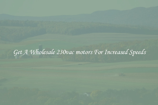 Get A Wholesale 230vac motors For Increased Speeds