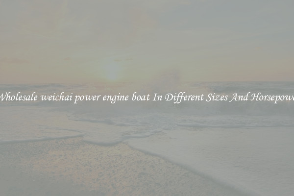 Wholesale weichai power engine boat In Different Sizes And Horsepower