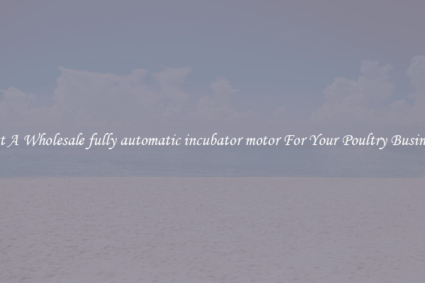 Get A Wholesale fully automatic incubator motor For Your Poultry Business